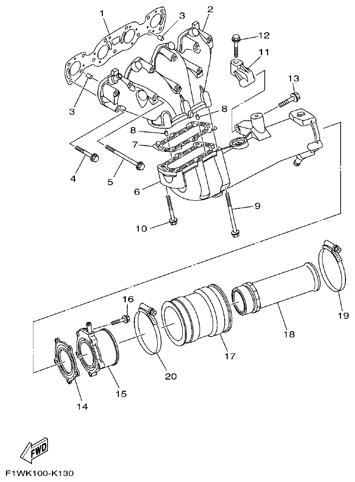 Yamaha FA1800A-M EXHAUST 1 parts diagram